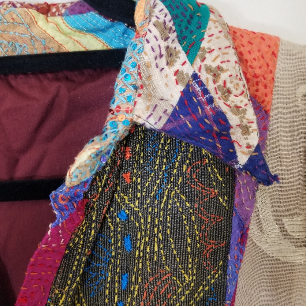 Floral Multicolored Multimedia Patchwork Boho Sho… - image 5